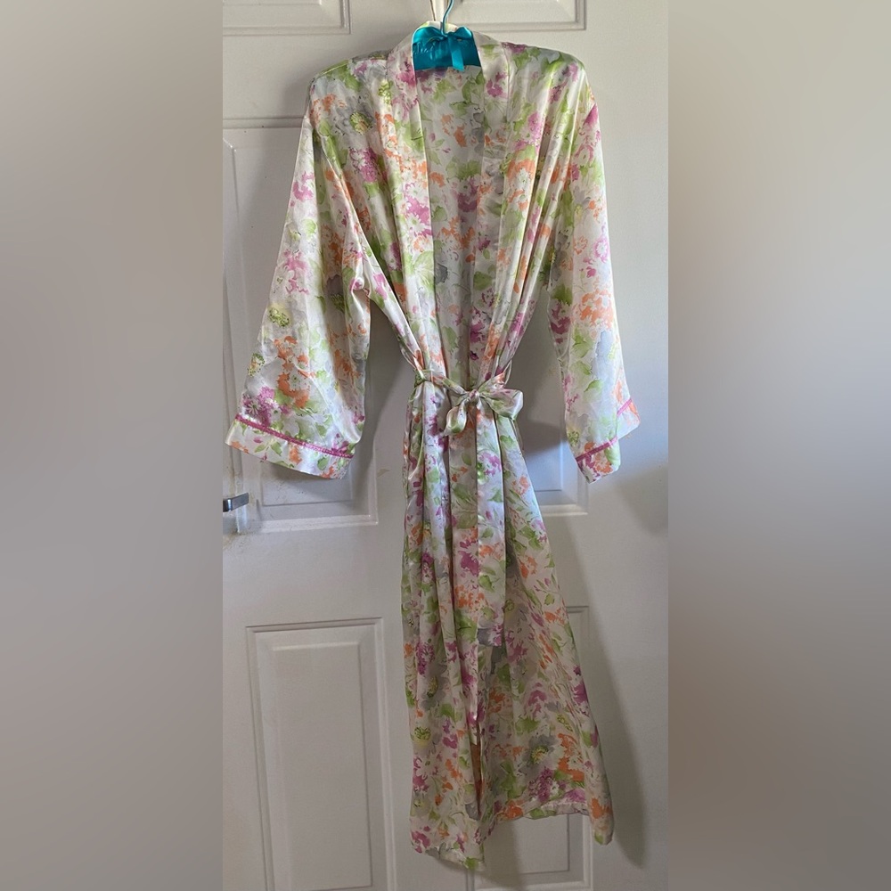 VTG Oscar De La Renta Pink Label Robe Spring Splendor Pastel Long, Large